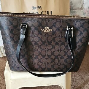 Coach Brown and Black Monogram Tote